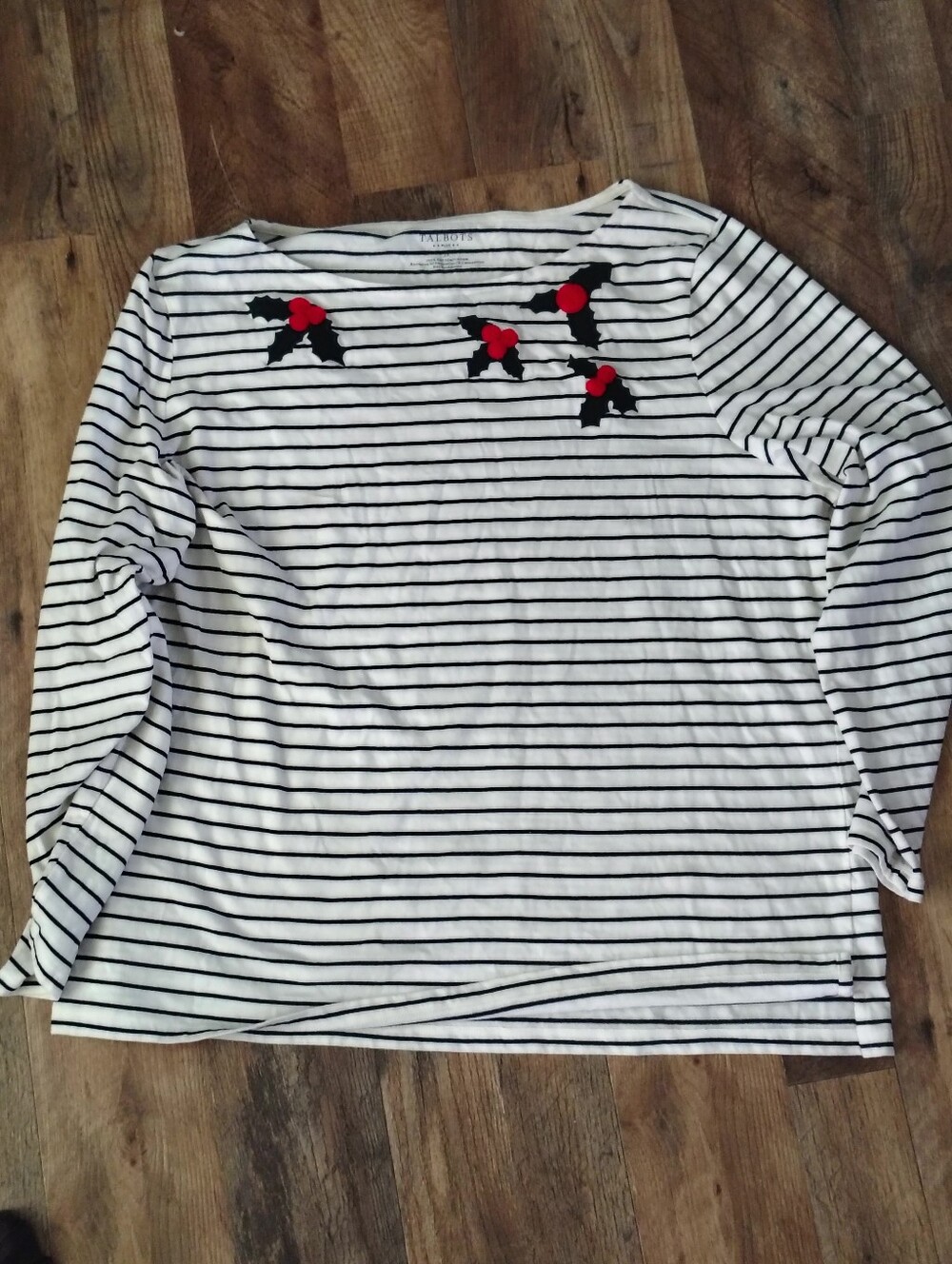 Talbots Girls' White & Navy Striped Bottoms with Red Accent